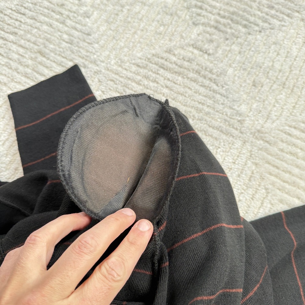 GISPA Italy Sweater Women's 10 Vintage Merino Wool Blend Striped Black 90's - Picture 10 of 14